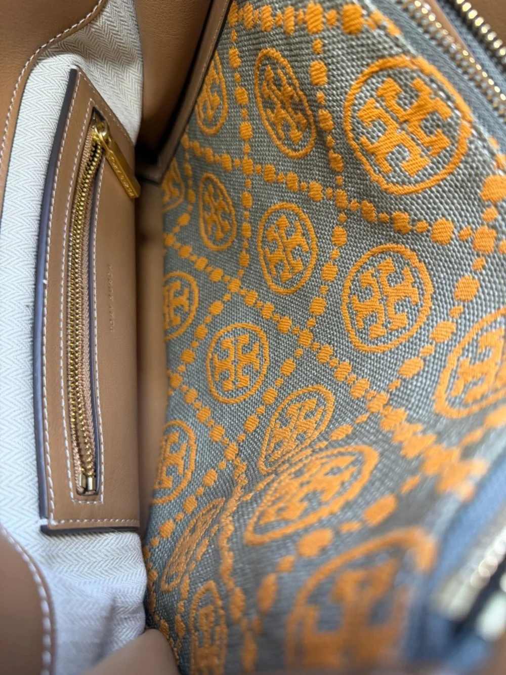Tory Burch Lee Radziwill Large Ltd Ed Pebble Leather Monogram Jacquard Double